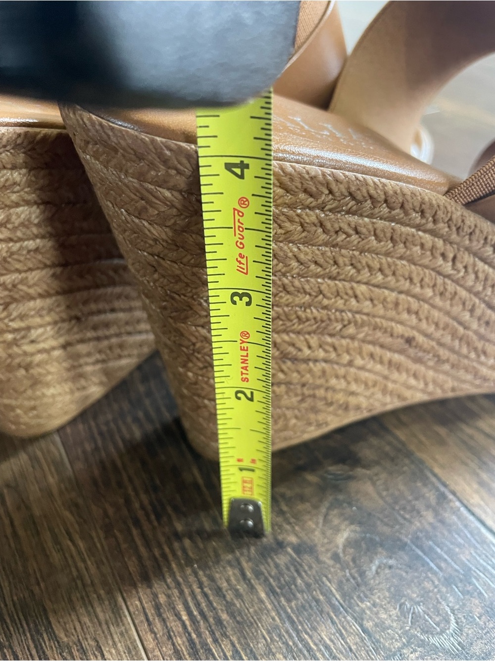 Italian Shoemakers Tan Leather Wedge Sandals with Clear Buckle - Picture 7 of 11